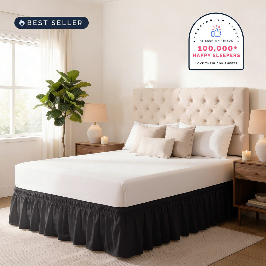 Ruffled Elastic Wrap Around Bedskirt 15 Inch Drop