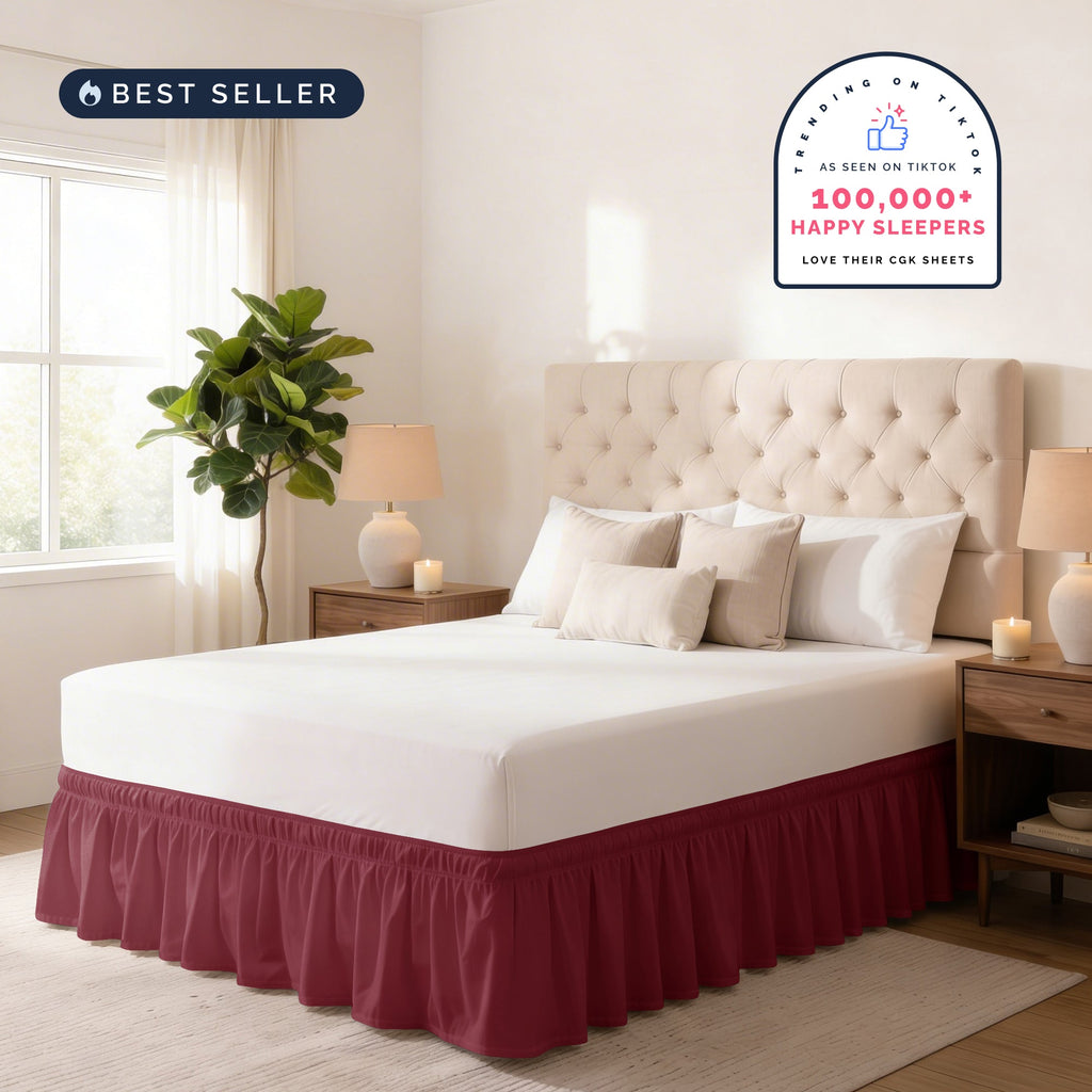 Ruffled Elastic Wrap Around Bedskirt 12 Inch Drop