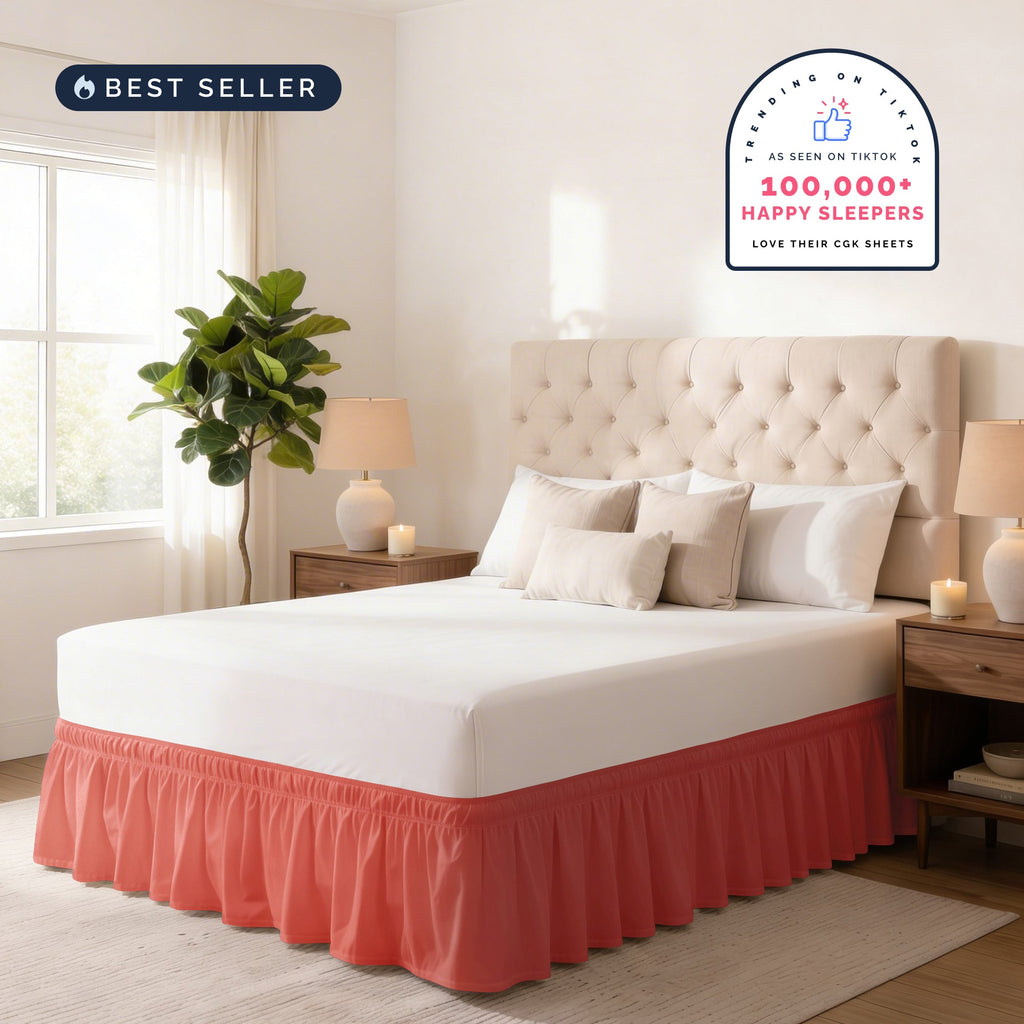 Ruffled Elastic Wrap Around Bedskirt 12 Inch Drop