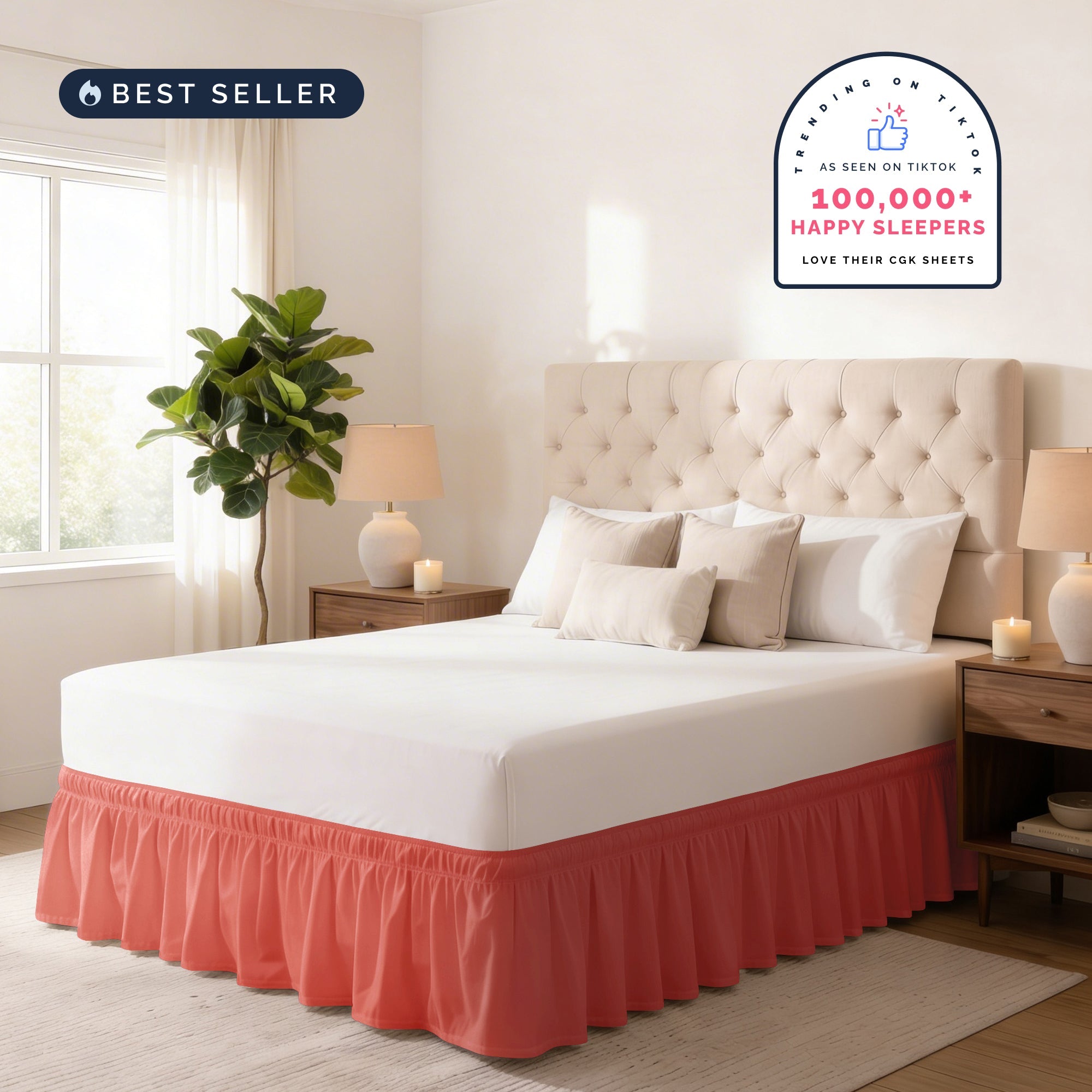 Ruffled Elastic Wrap Around Bedskirt 12 Inch Drop