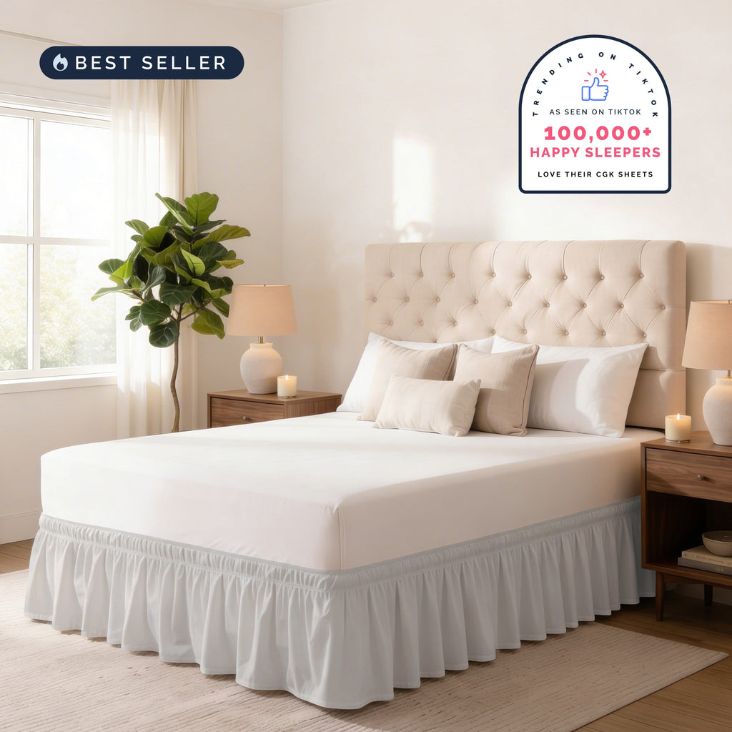 Ruffled Elastic Wrap Around Bedskirt 12 Inch Drop