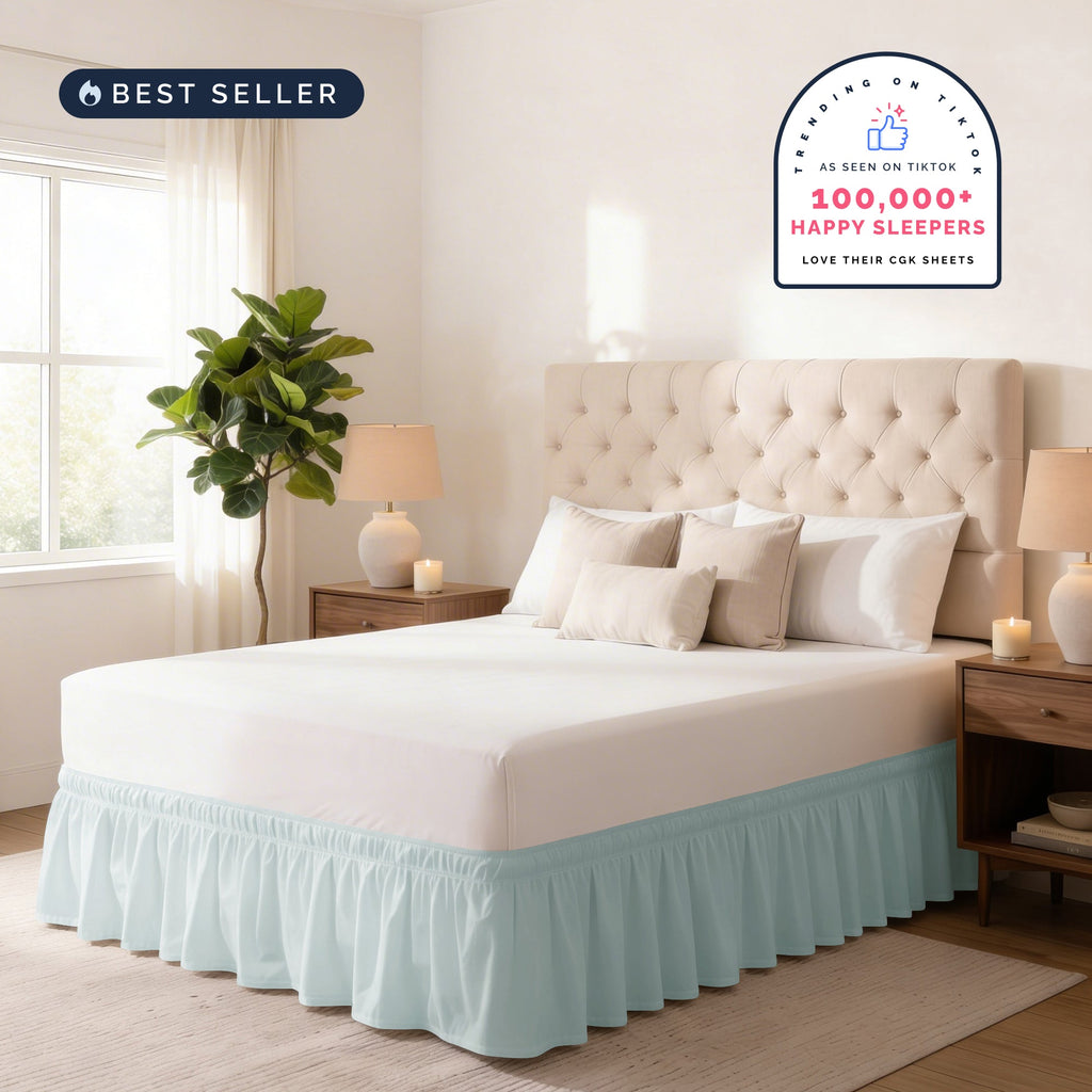 Ruffled Elastic Wrap Around Bedskirt 12 Inch Drop