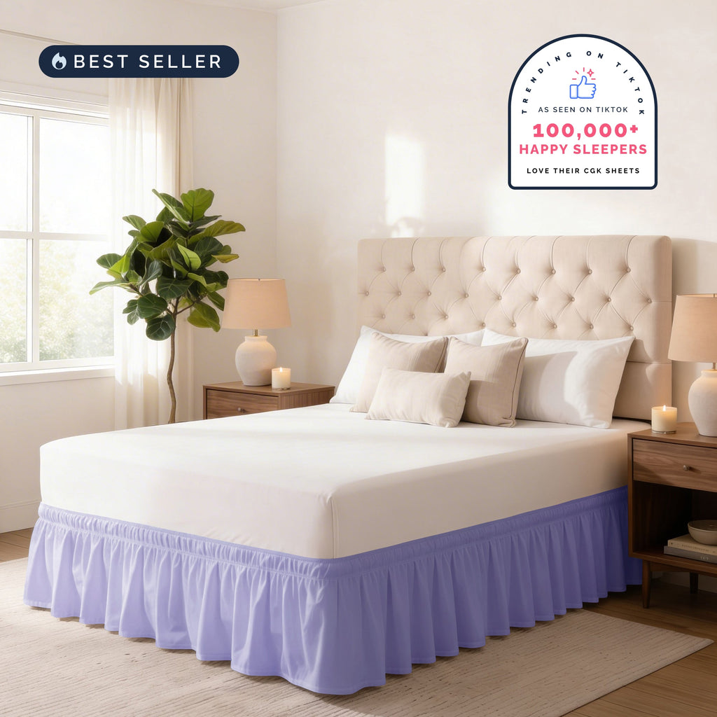 Ruffled Elastic Wrap Around Bedskirt 12 Inch Drop