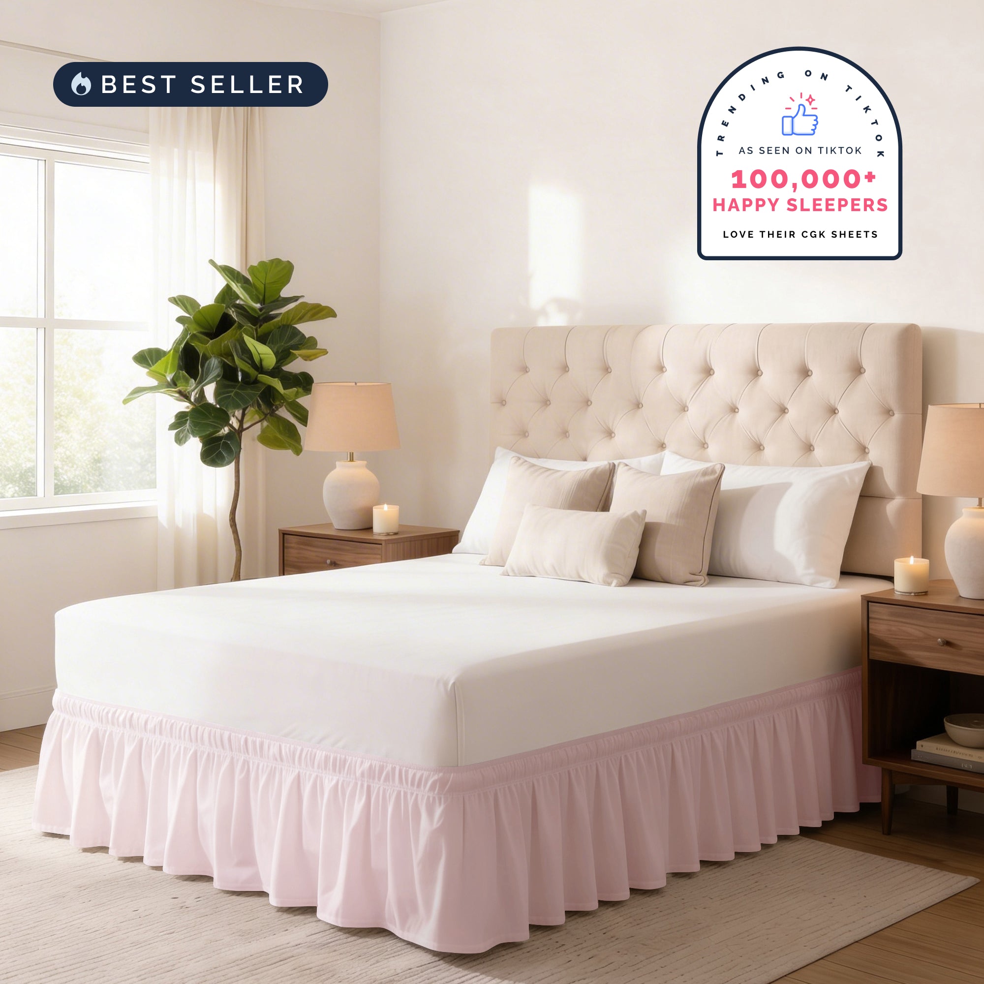 Ruffled Elastic Wrap Around Bedskirt 12 Inch Drop