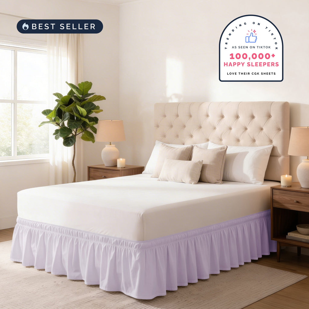 Ruffled Elastic Wrap Around Bedskirt 12 Inch Drop