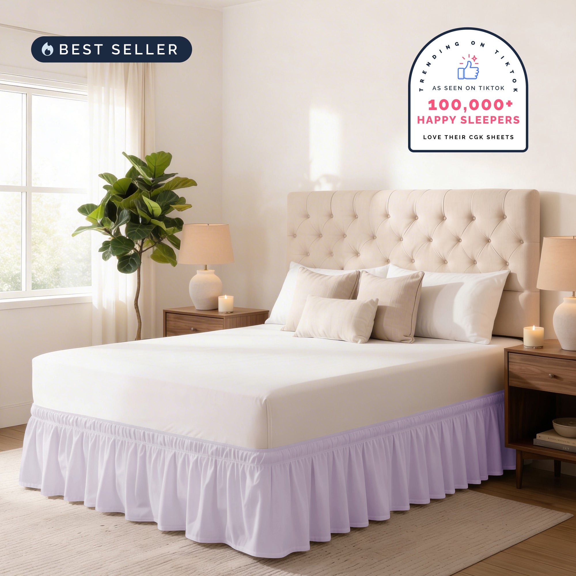 Ruffled Elastic Wrap Around Bedskirt 12 Inch Drop