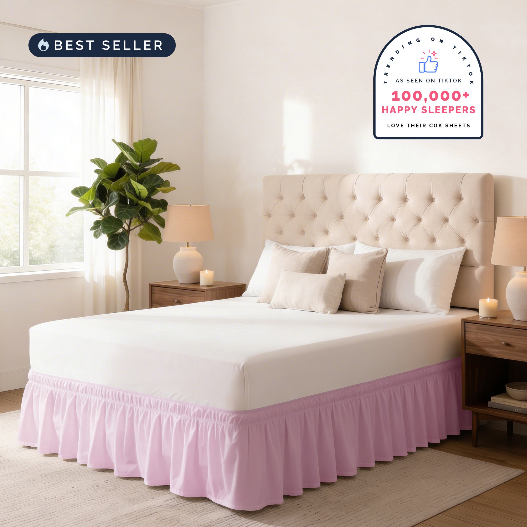 Ruffled Elastic Wrap Around Bedskirt 12 Inch Drop