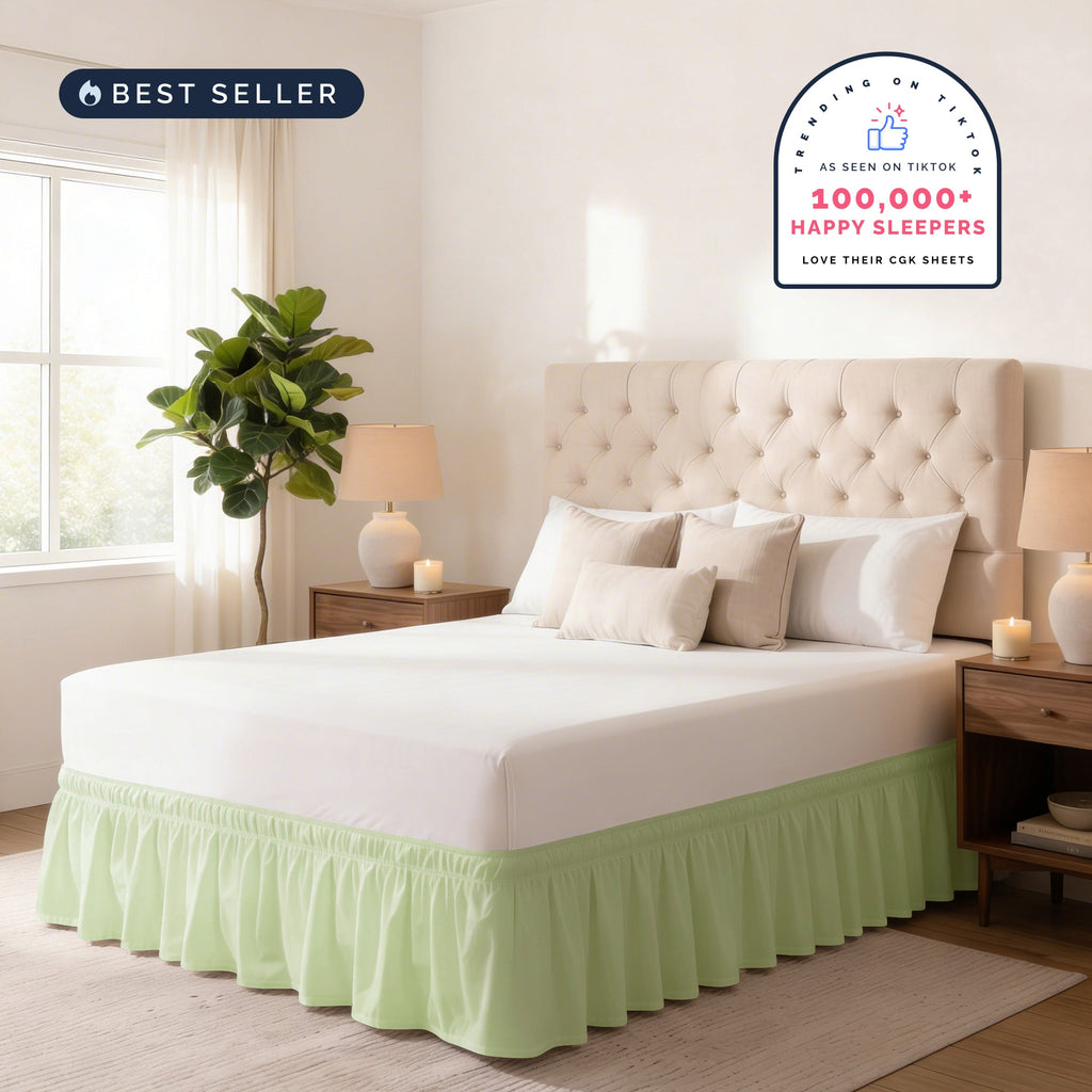 Ruffled Elastic Wrap Around Bedskirt 12 Inch Drop