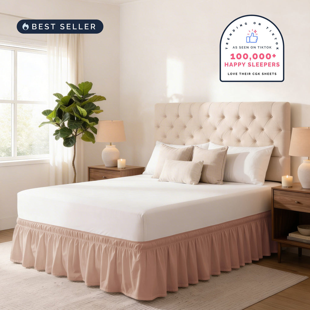Ruffled Elastic Wrap Around Bedskirt 12 Inch Drop