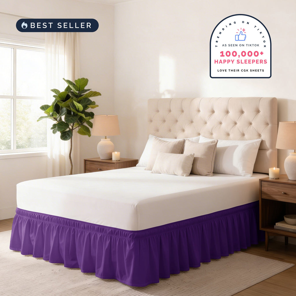 Ruffled Elastic Wrap Around Bedskirt 12 Inch Drop