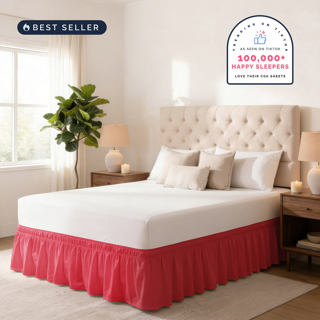 Ruffled Elastic Wrap Around Bedskirt 12 Inch Drop