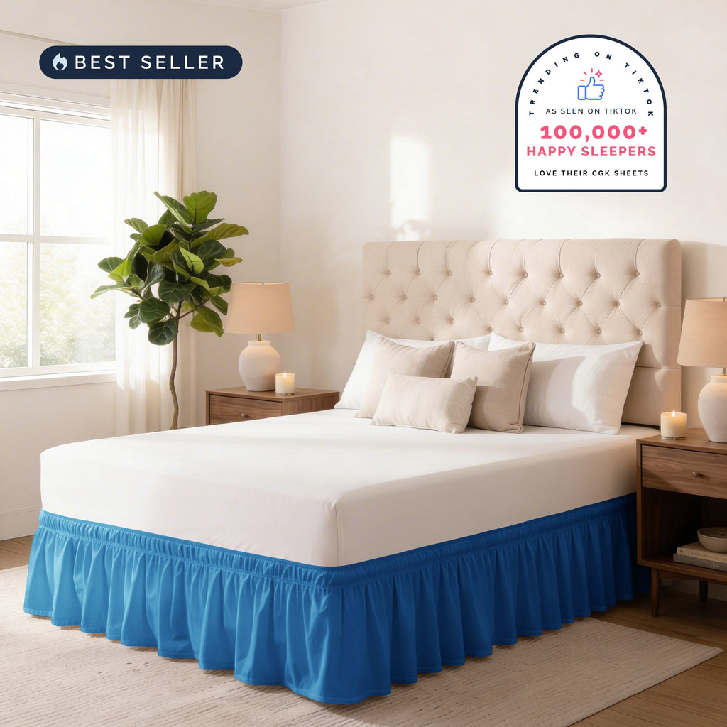 Ruffled Elastic Wrap Around Bedskirt 12 Inch Drop