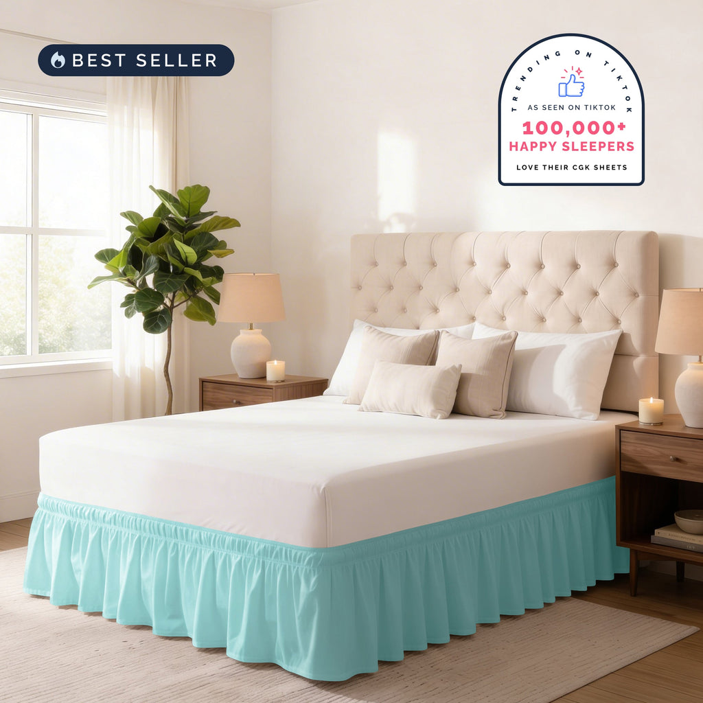 Ruffled Elastic Wrap Around Bedskirt 12 Inch Drop