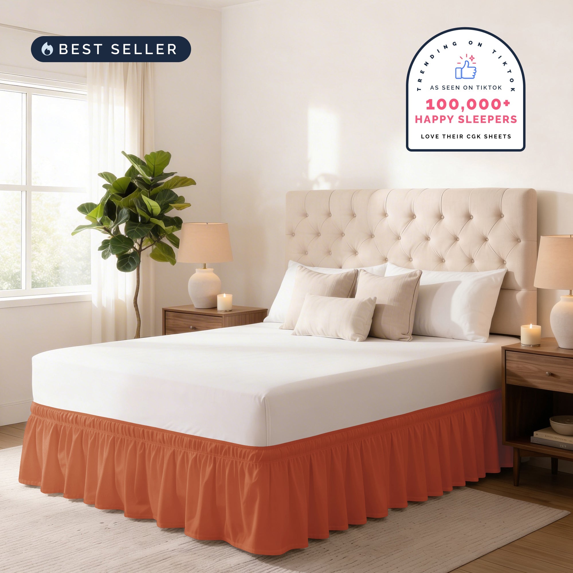 Ruffled Elastic Wrap Around Bedskirt 12 Inch Drop