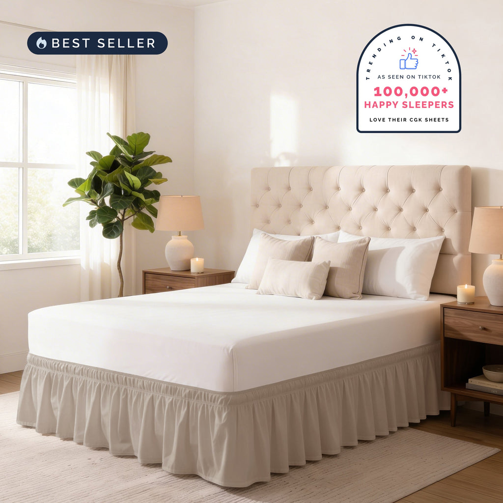 Ruffled Elastic Wrap Around Bedskirt 12 Inch Drop