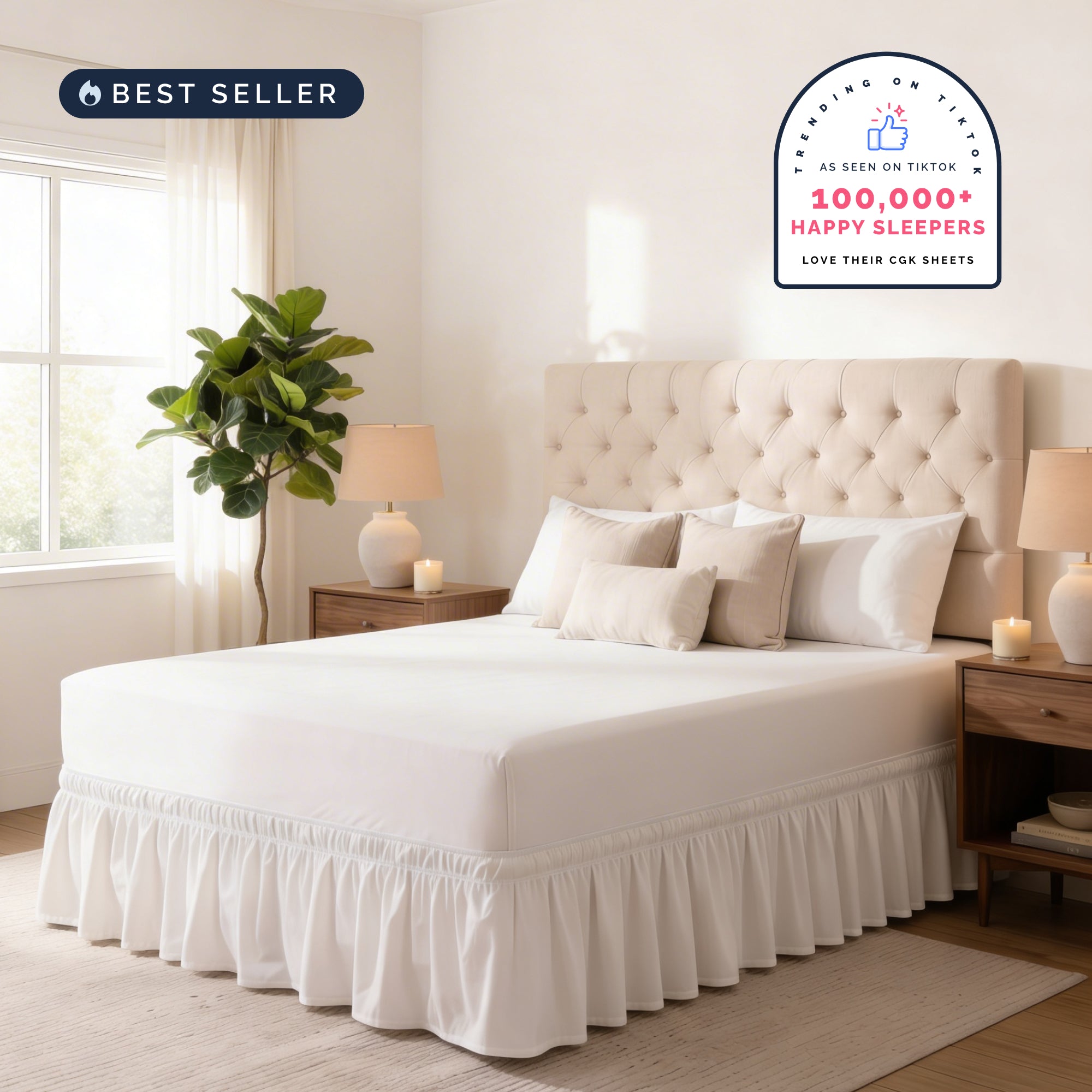 Ruffled Elastic Wrap Around Bedskirt 12 Inch Drop