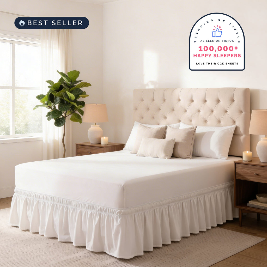 Ruffled Elastic Wrap Around Bedskirt 15 Inch Drop