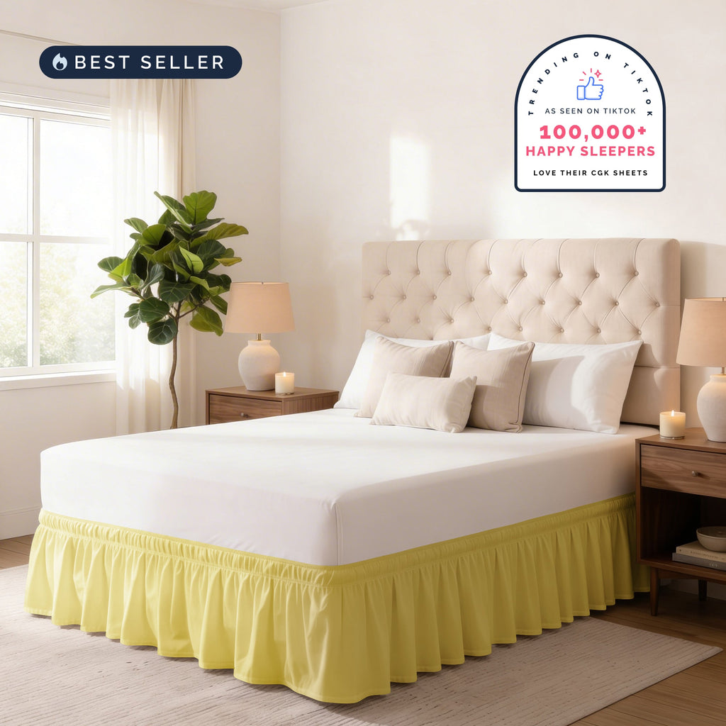 Ruffled Elastic Wrap Around Bedskirt 12 Inch Drop