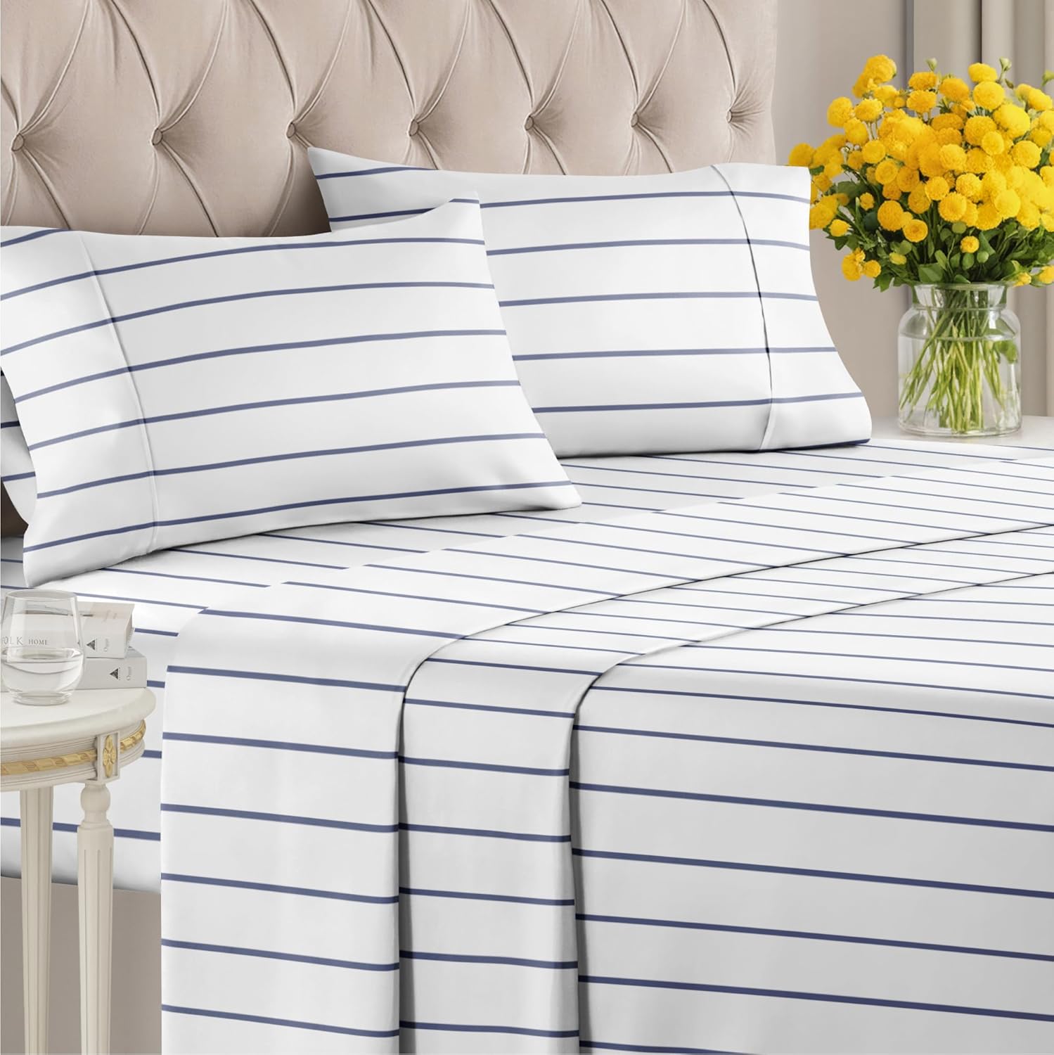 4 Piece Striped Sheet Set