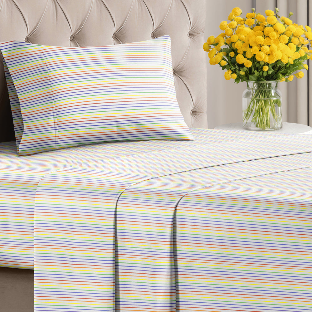 4 Piece Striped Sheet Set