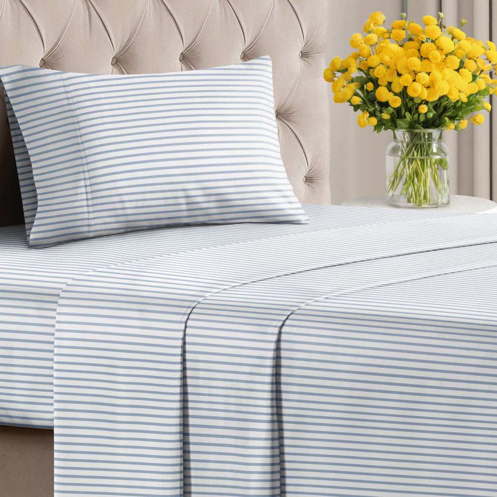 4 Piece Striped Sheet Set