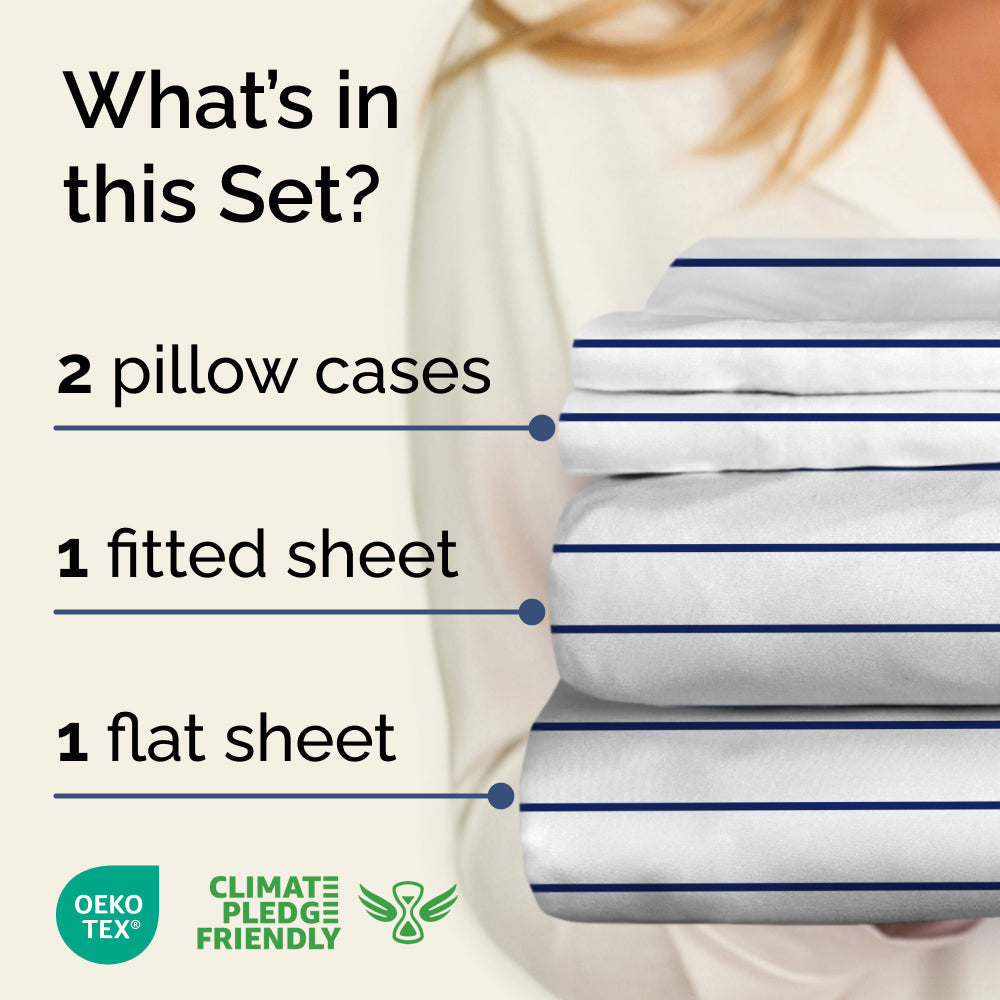 4 Piece Striped Sheet Set