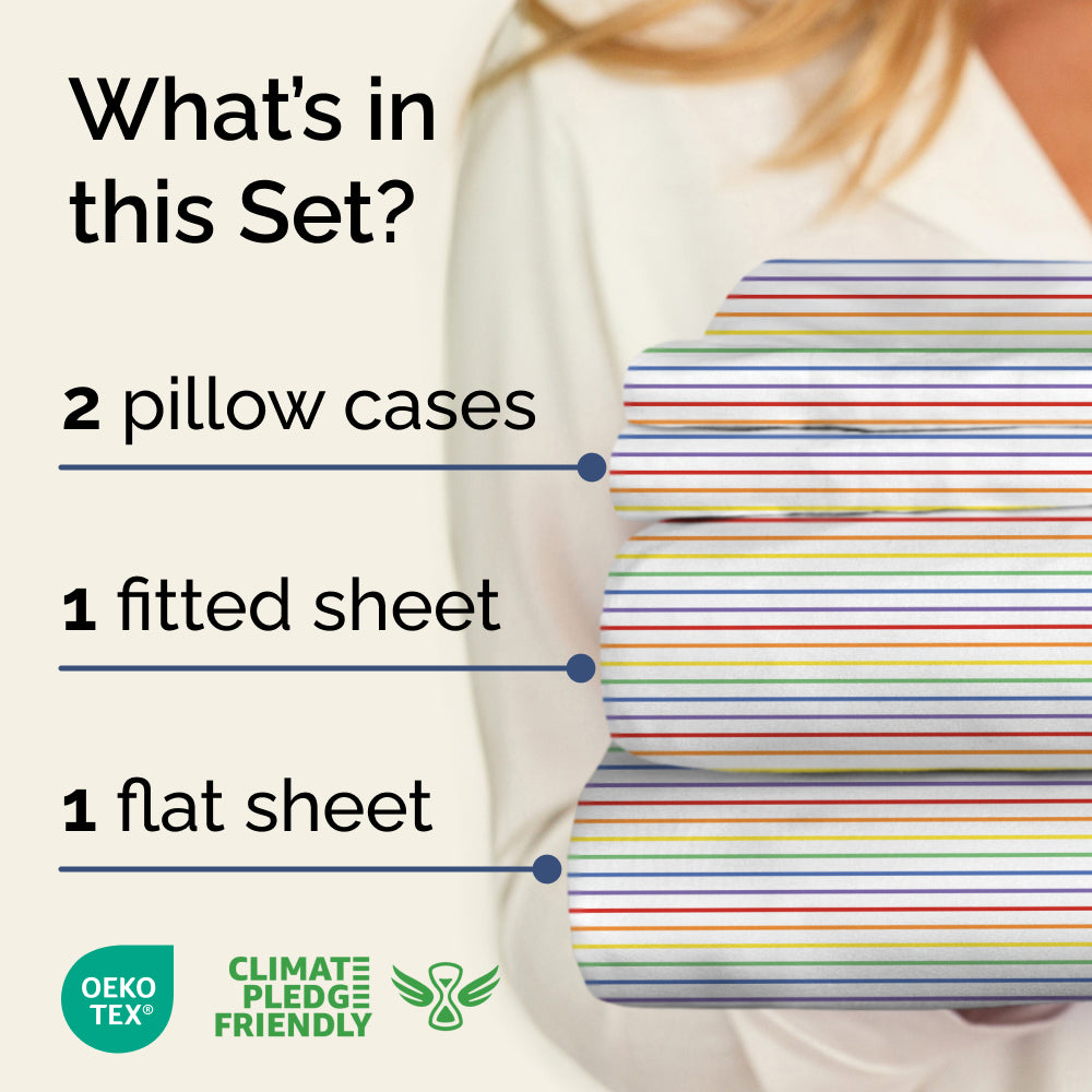 4 Piece Striped Sheet Set