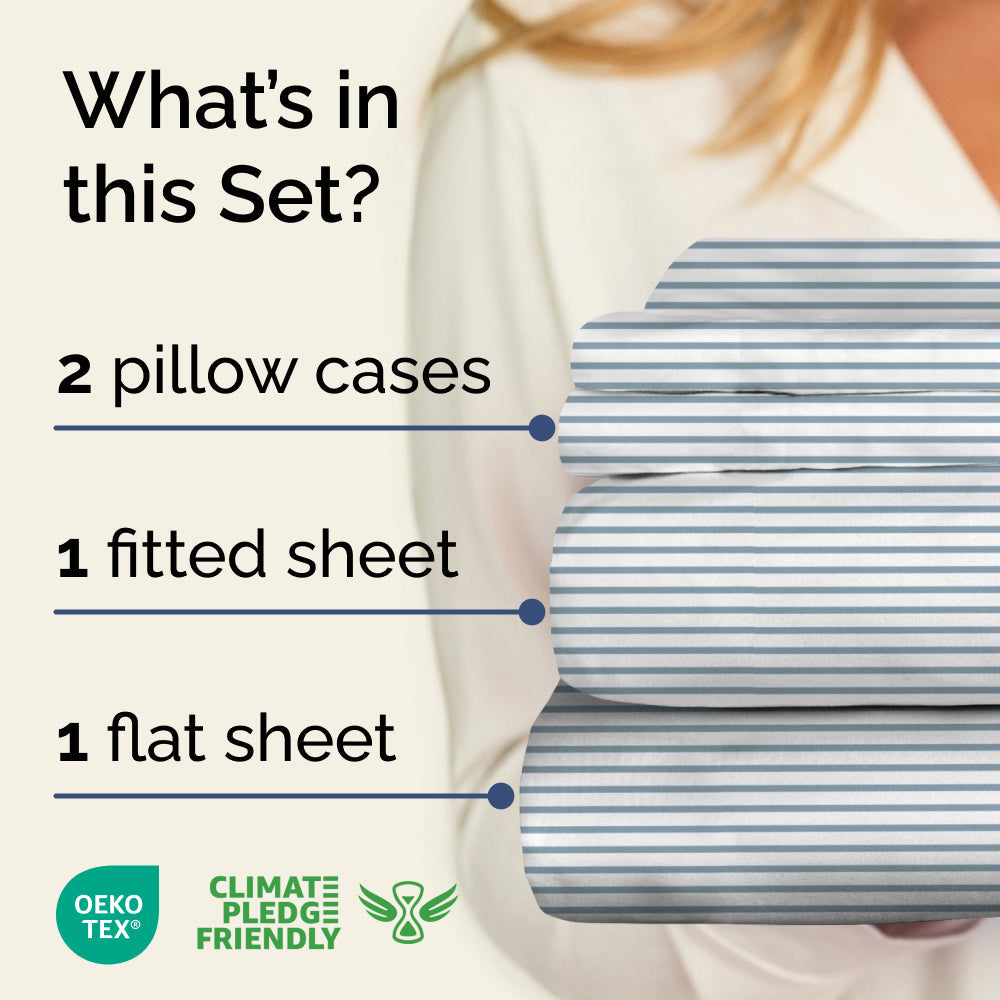 4 Piece Striped Sheet Set