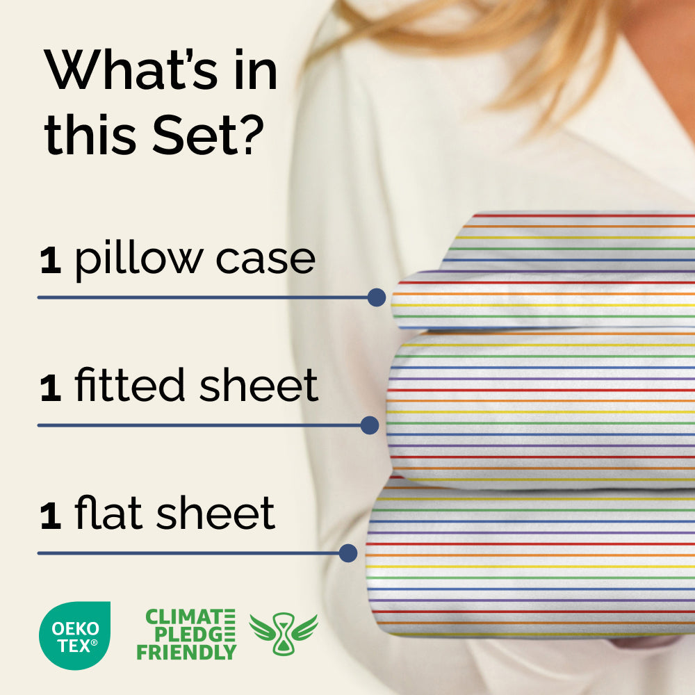 4 Piece Striped Sheet Set