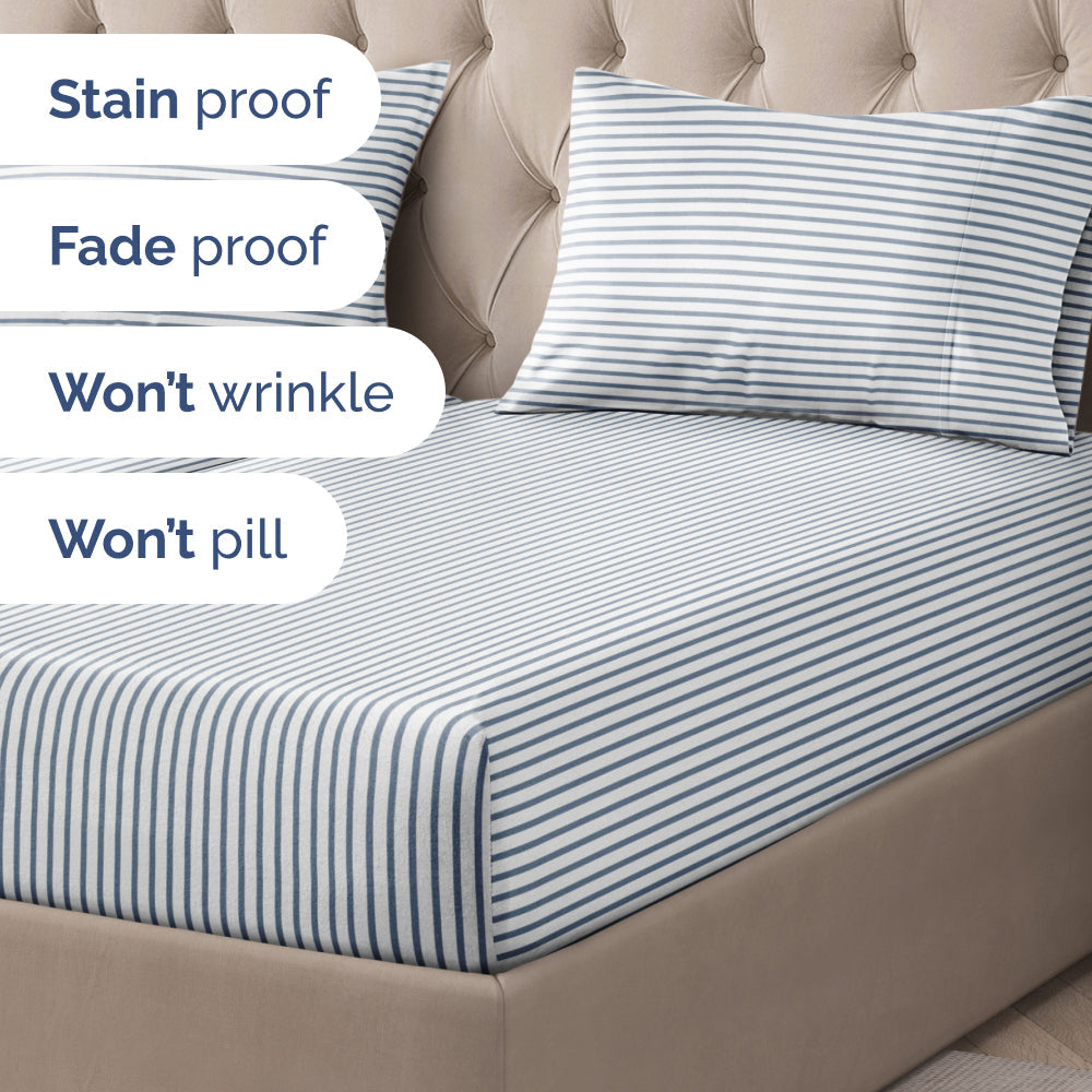 4 Piece Striped Sheet Set