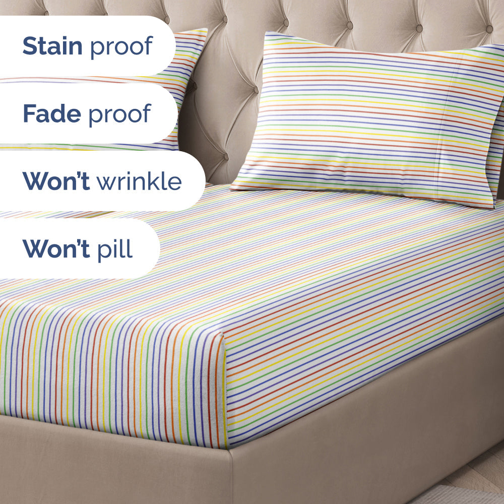 4 Piece Striped Sheet Set