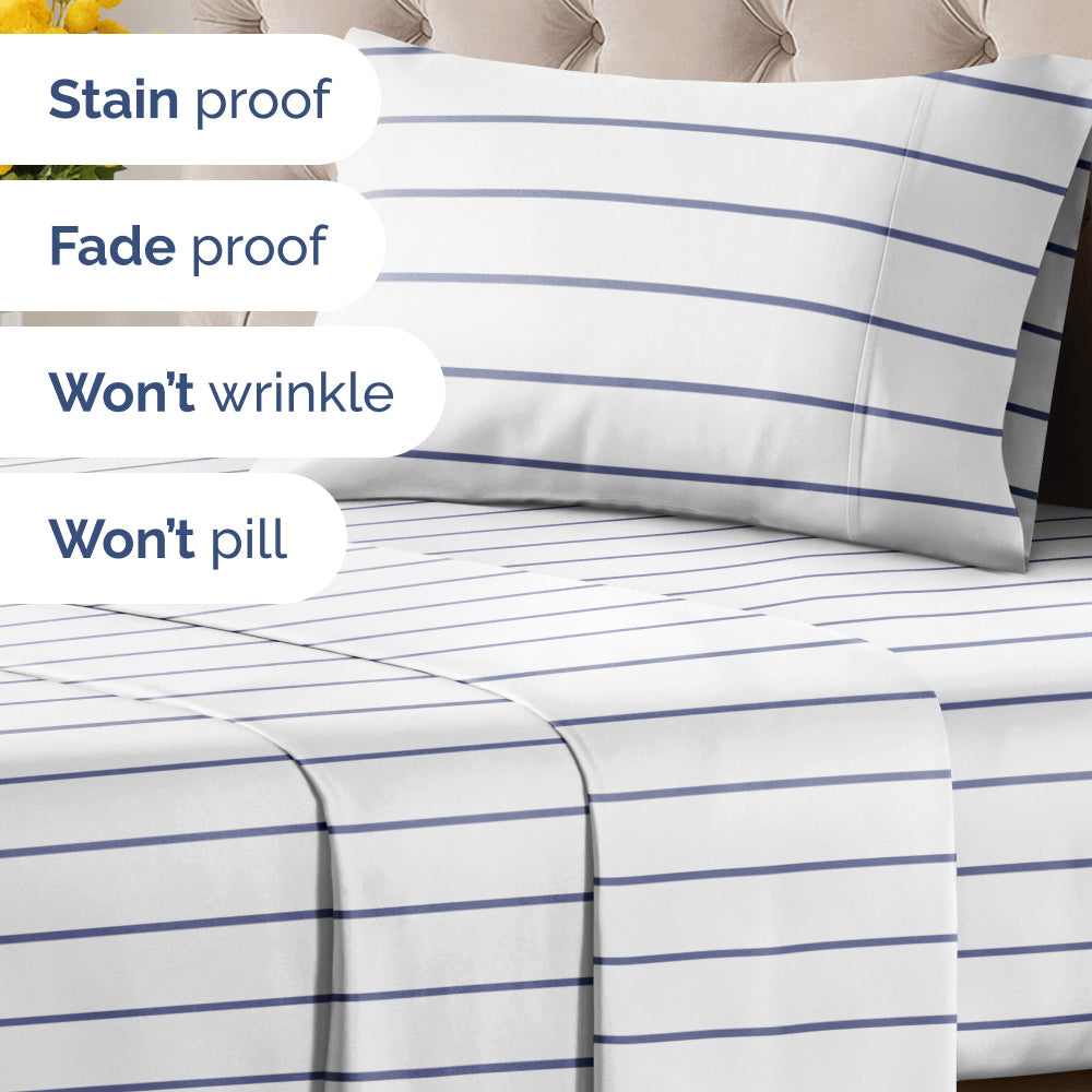 4 Piece Striped Sheet Set