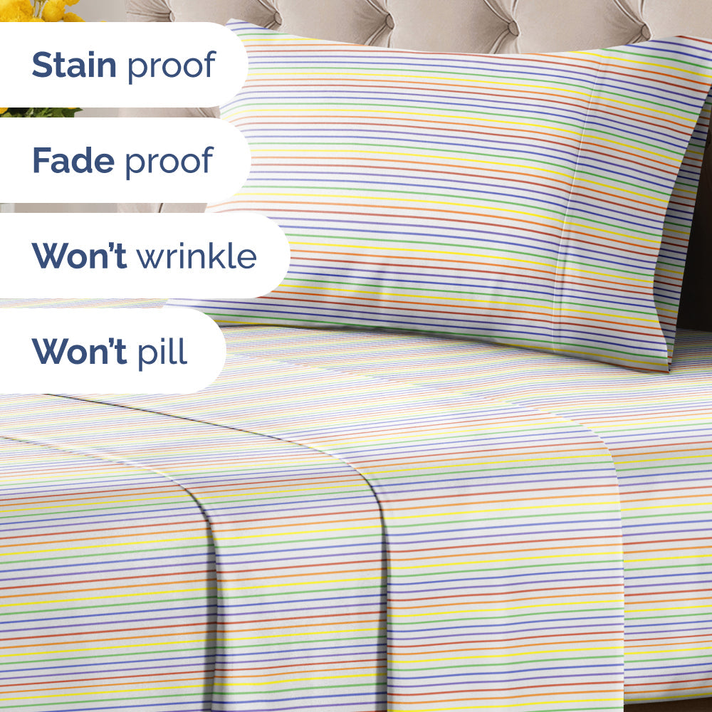 4 Piece Striped Sheet Set