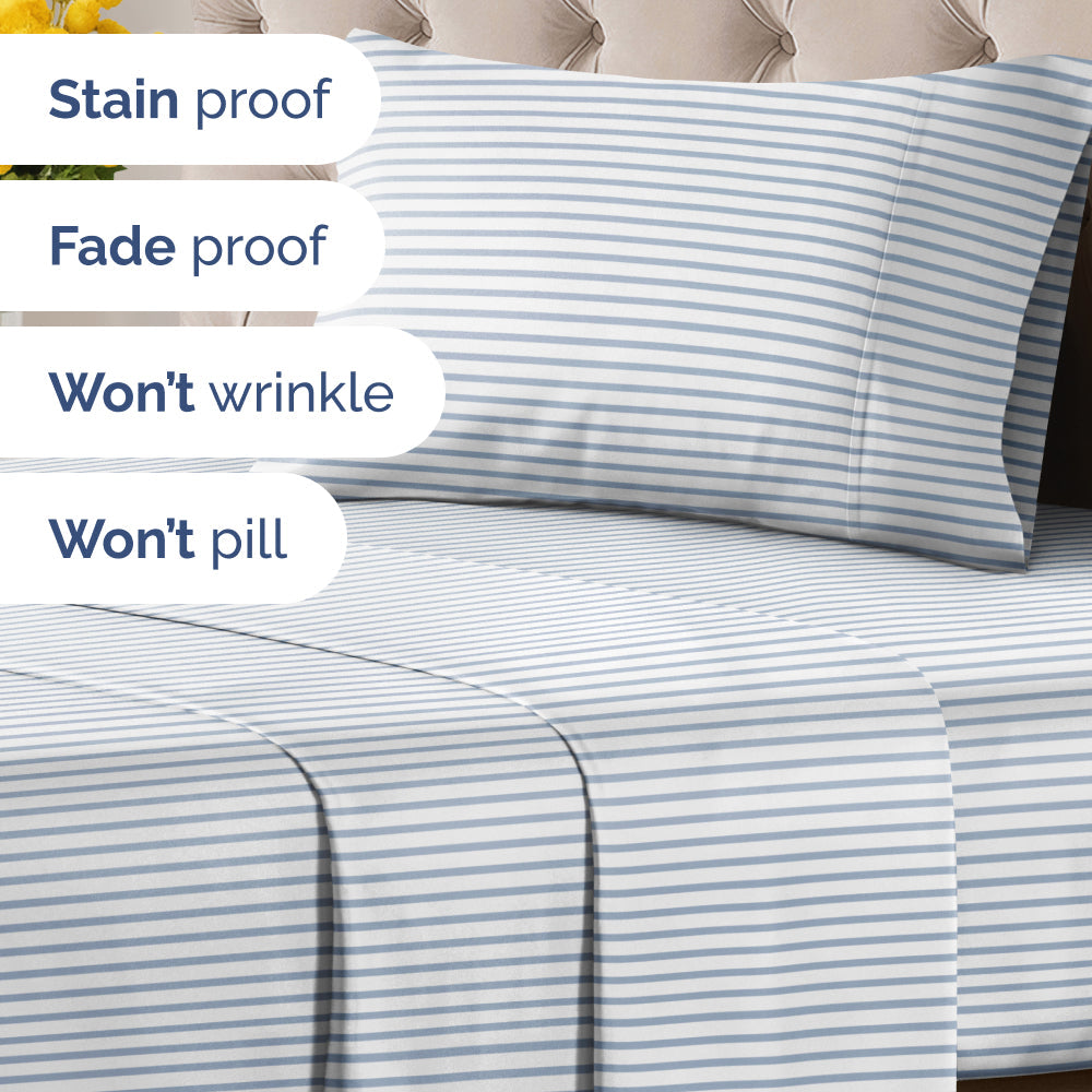 4 Piece Striped Sheet Set