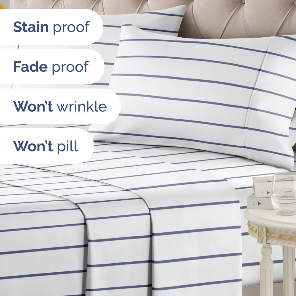 4 Piece Striped Sheet Set