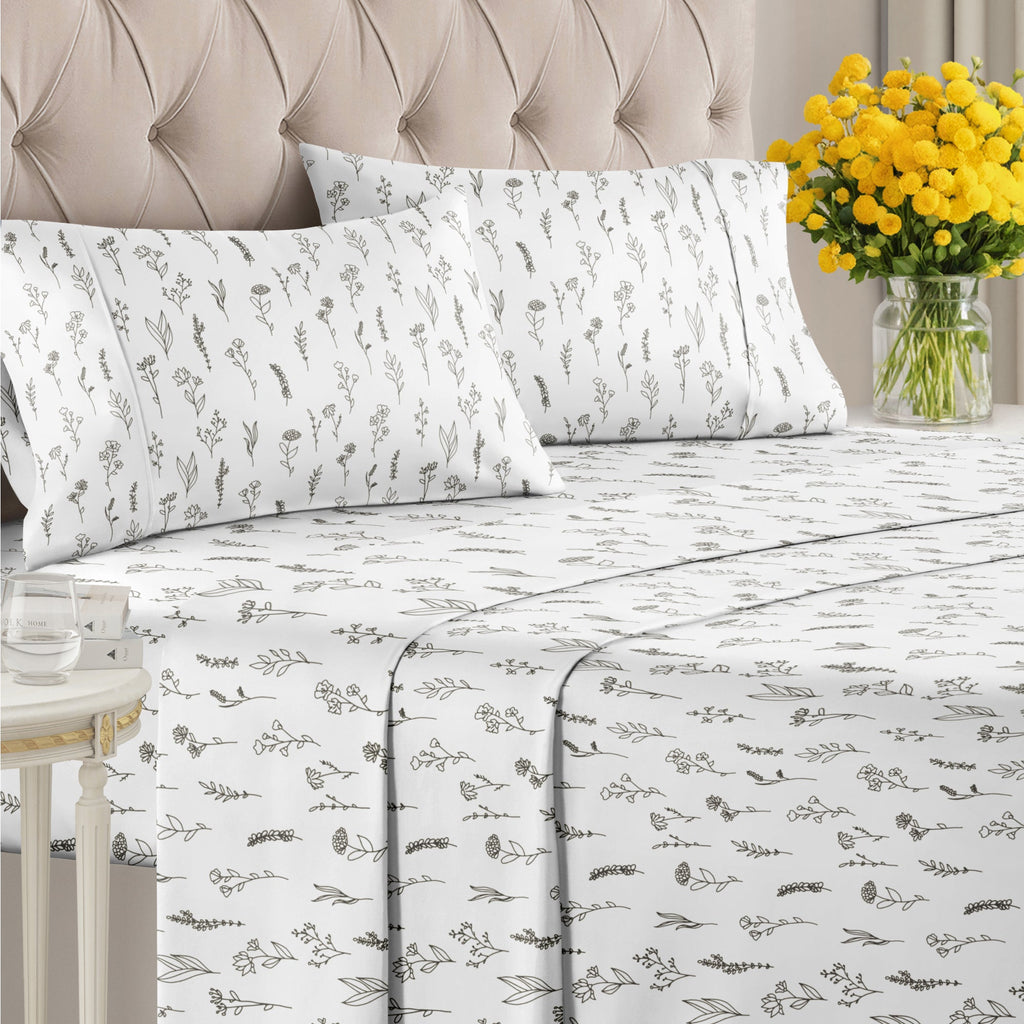 4 Piece Floral Sheet Set
