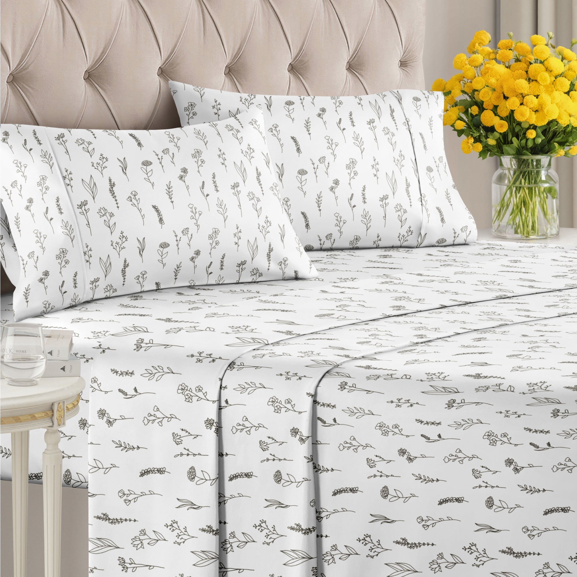 4 Piece Floral Sheet Set