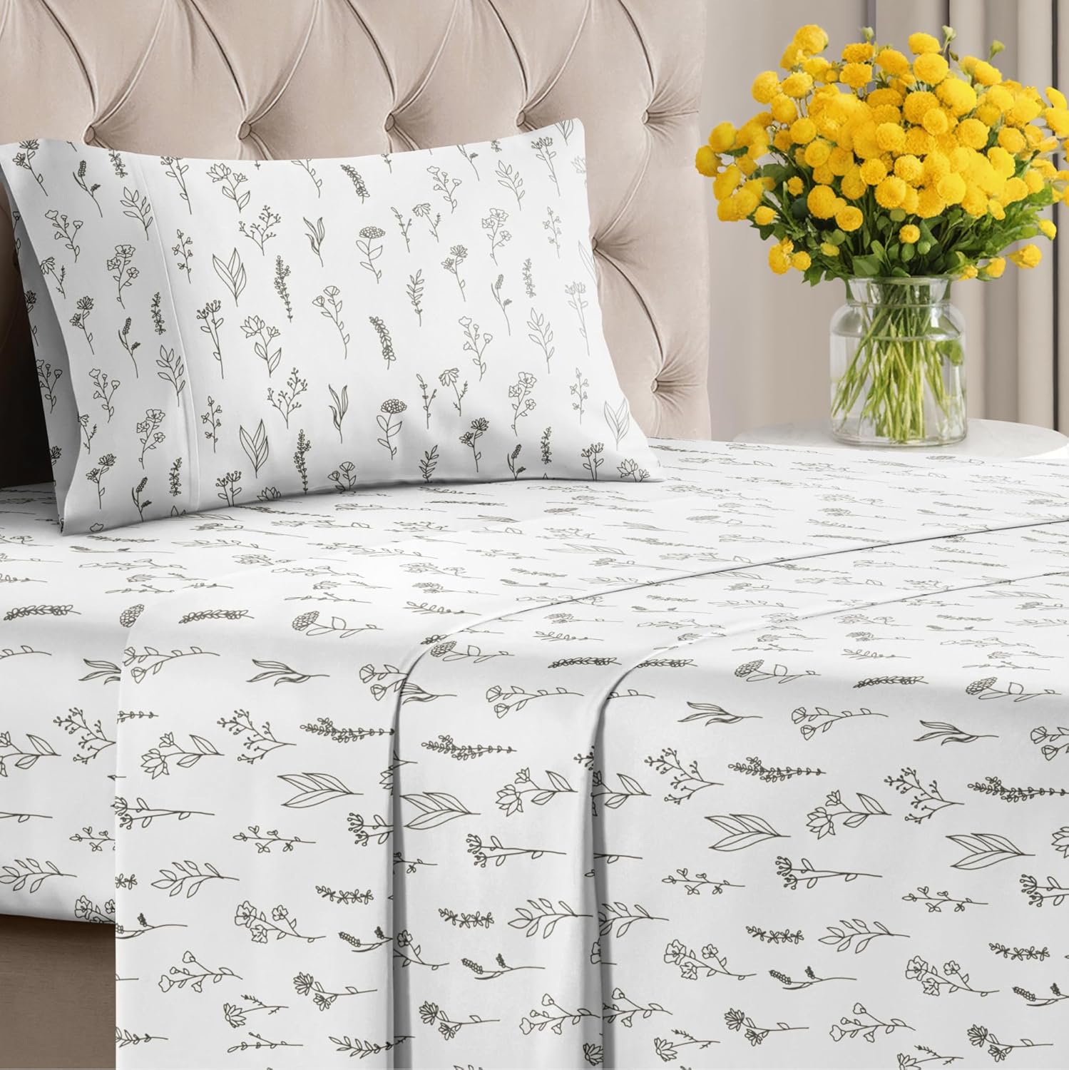 4 Piece Floral Sheet Set