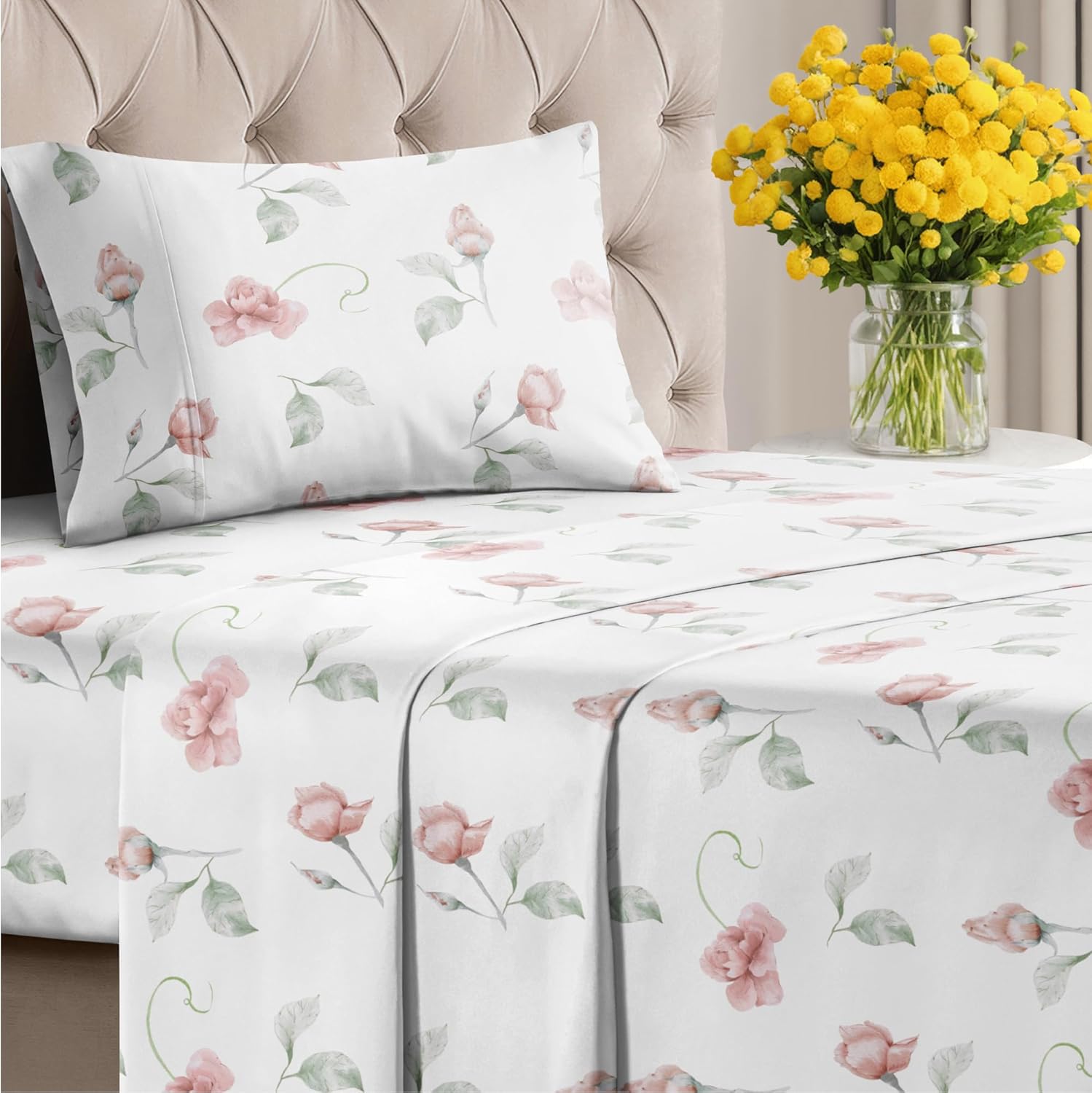 4 Piece Floral Sheet Set