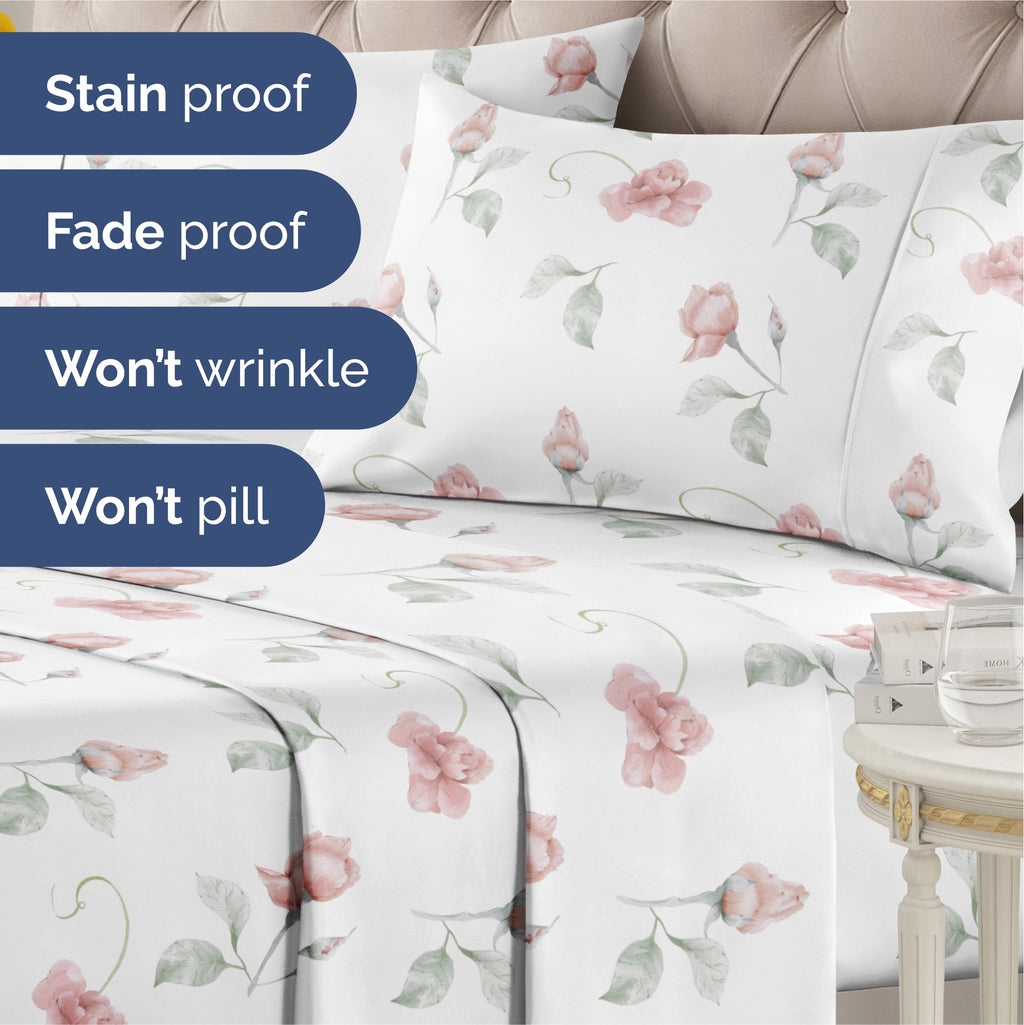 4 Piece Floral Sheet Set