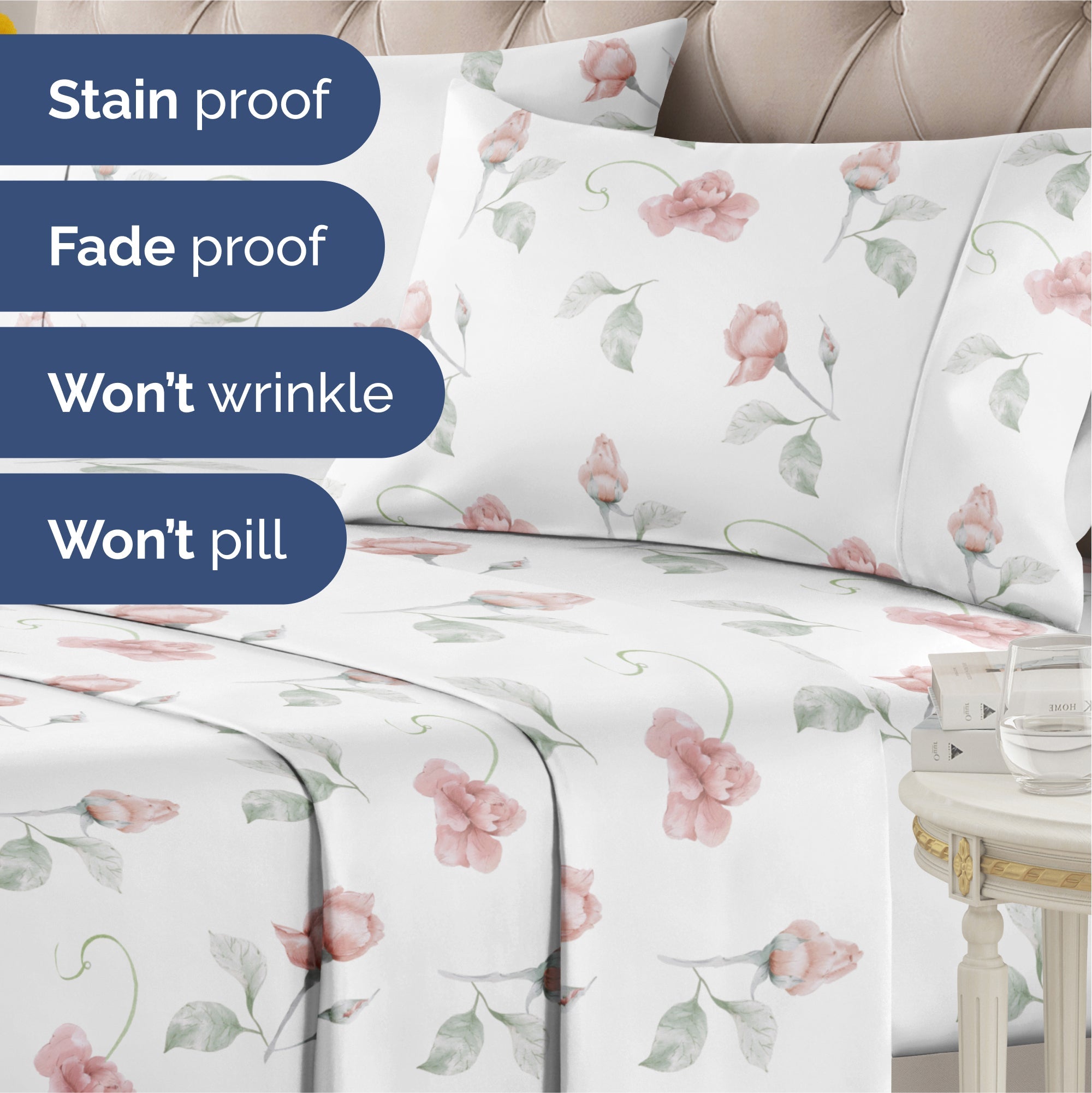4 Piece Floral Sheet Set