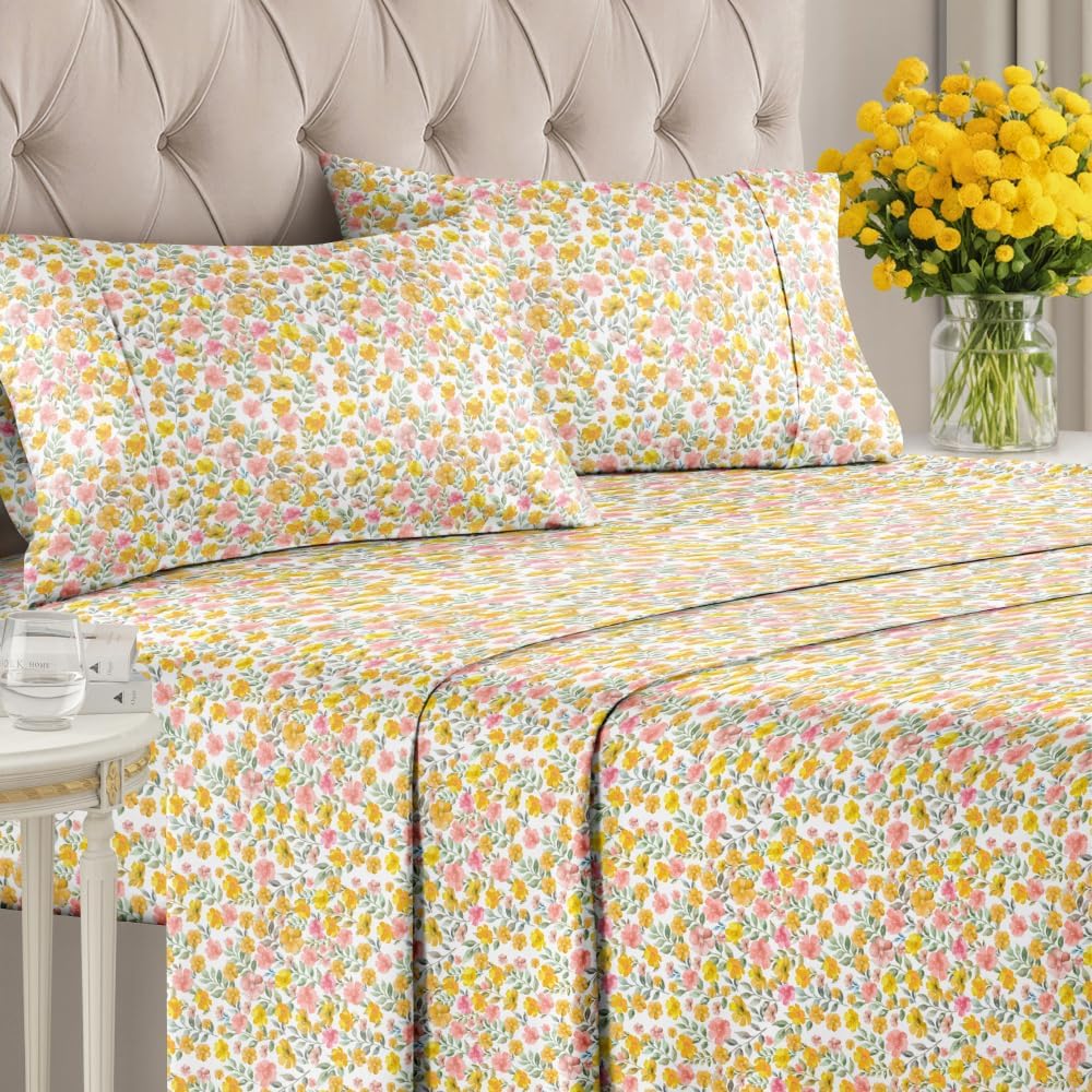 4 Piece Floral Sheet Set