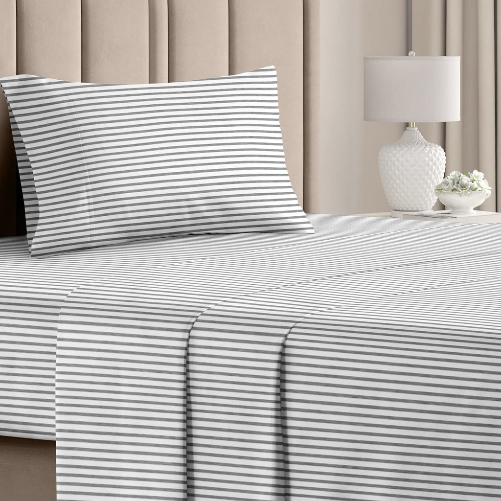 4 Piece Striped Sheet Set