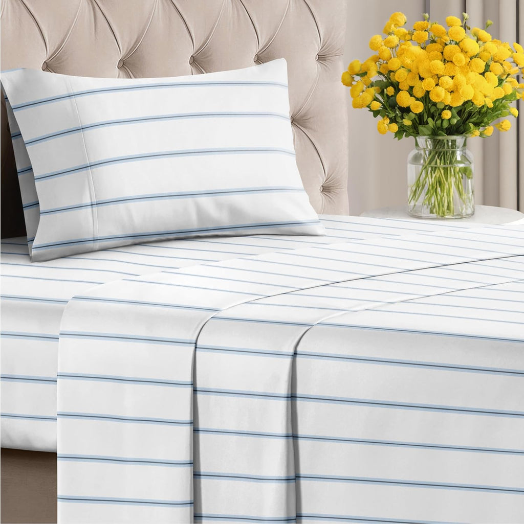 4 Piece Striped Sheet Set