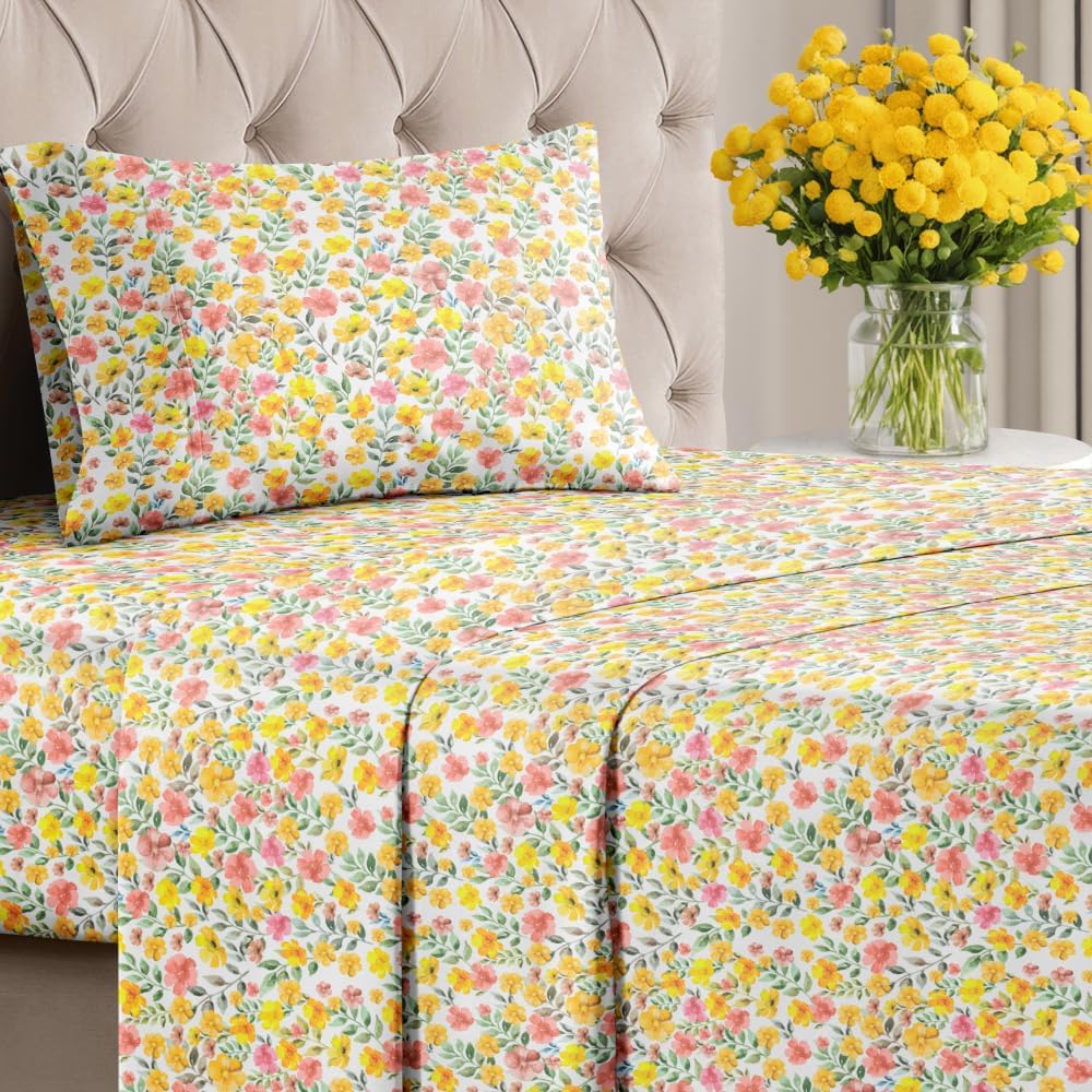 4 Piece Floral Sheet Set
