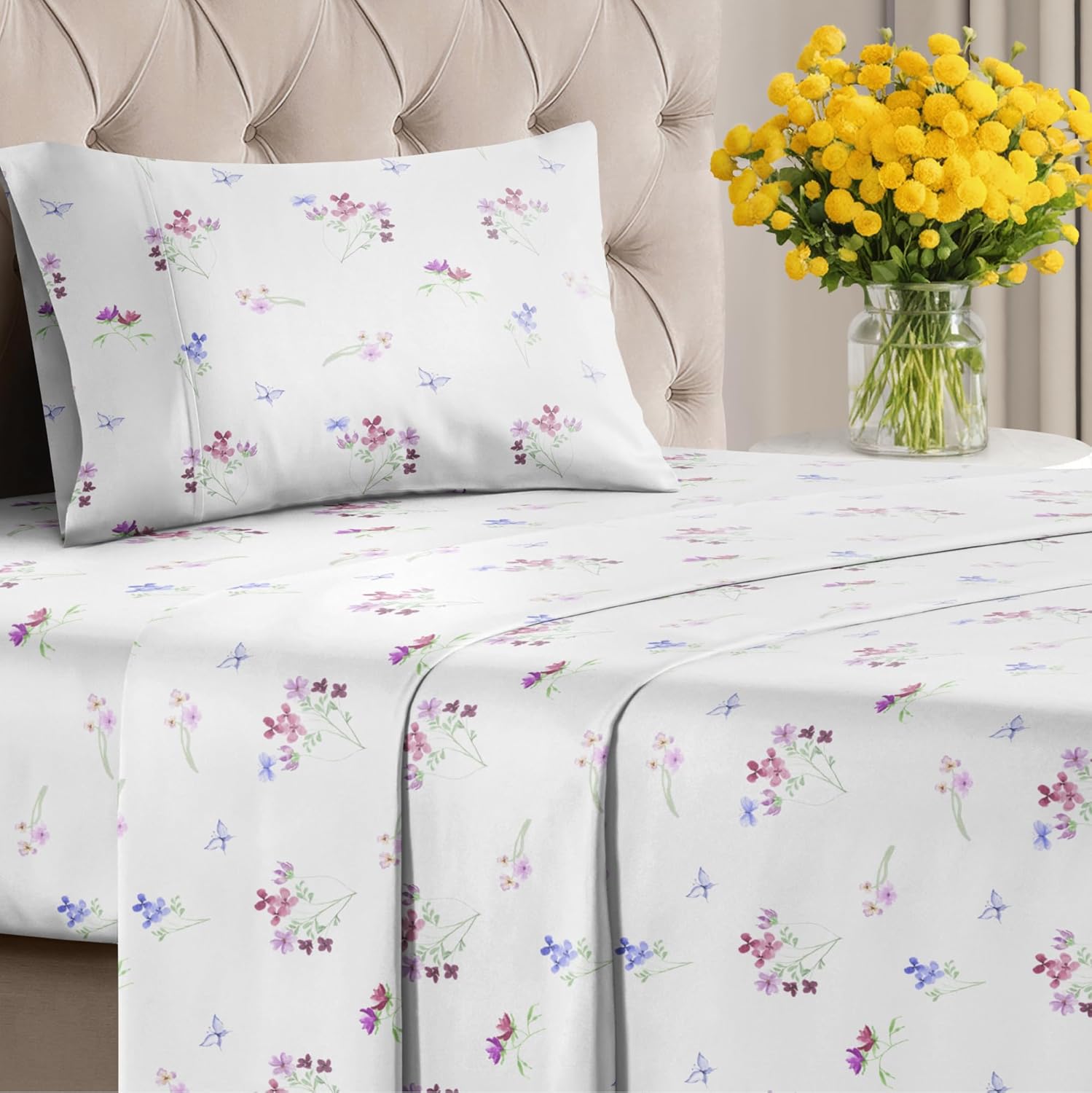 4 Piece Floral Sheet Set