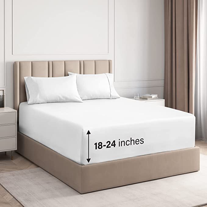 Cotton 400 Thread Count 4 Piece Deep Pocket Sheet Set