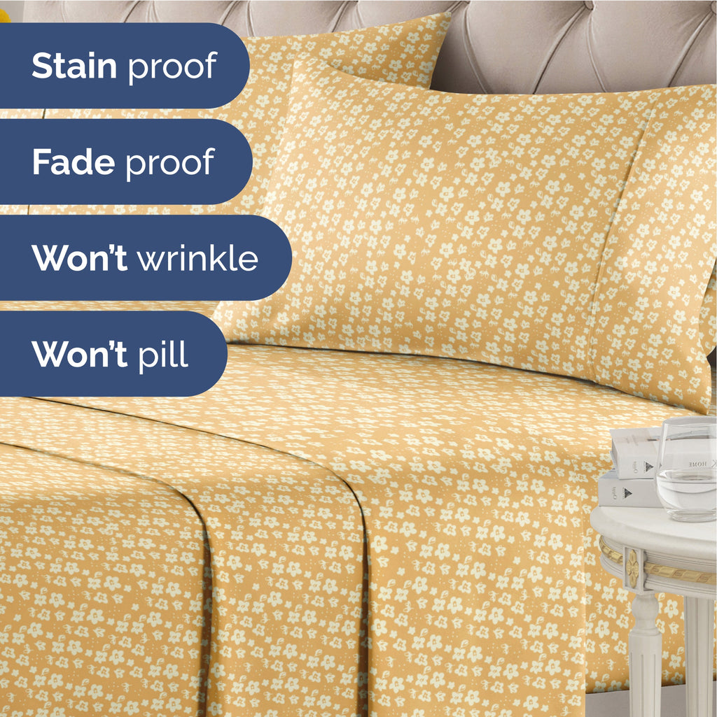 4 Piece Floral Sheet Set