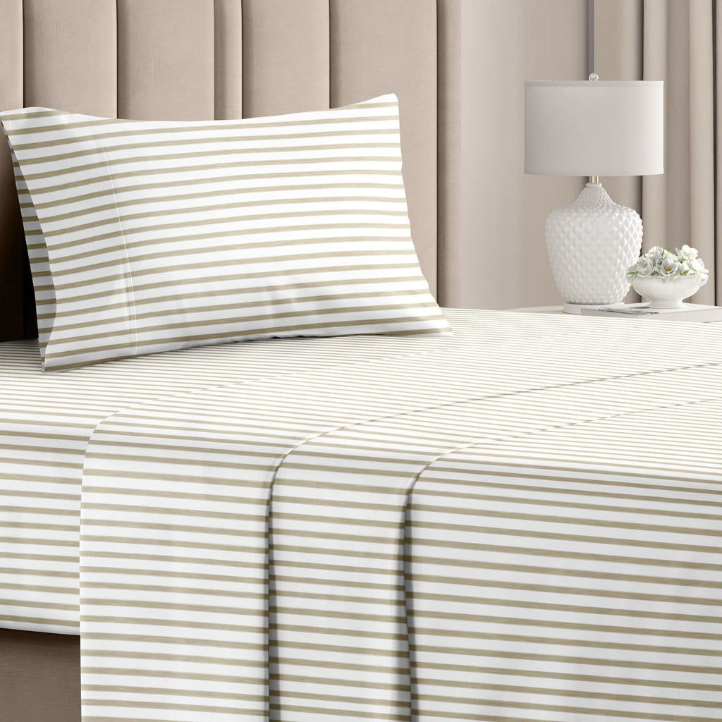 4 Piece Striped Sheet Set