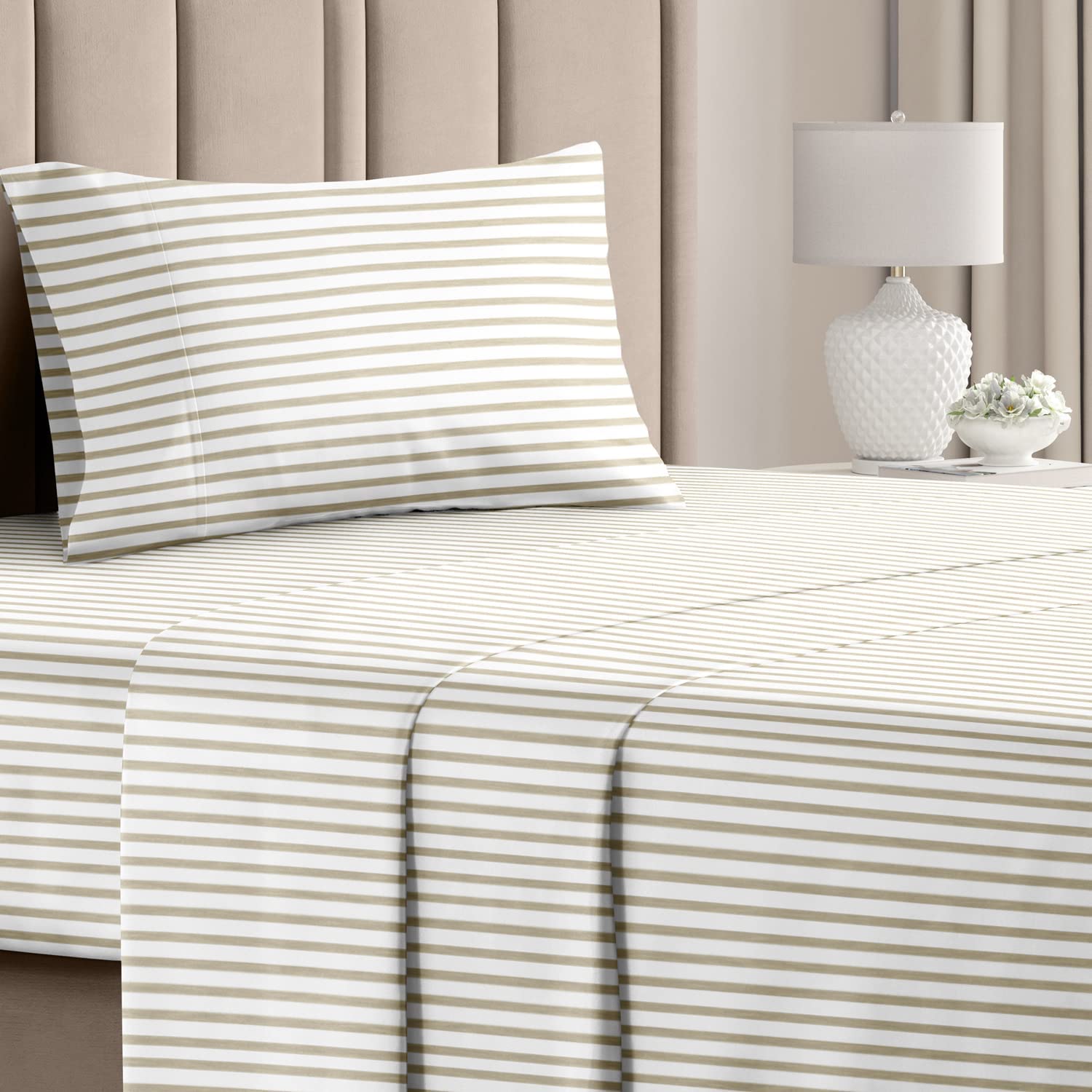 4 Piece Striped Sheet Set